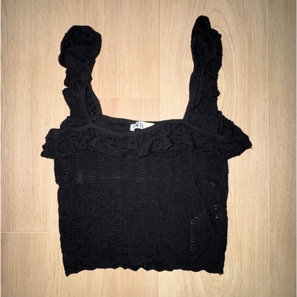 Zara Ruffle‎ Knit Cropped Tank